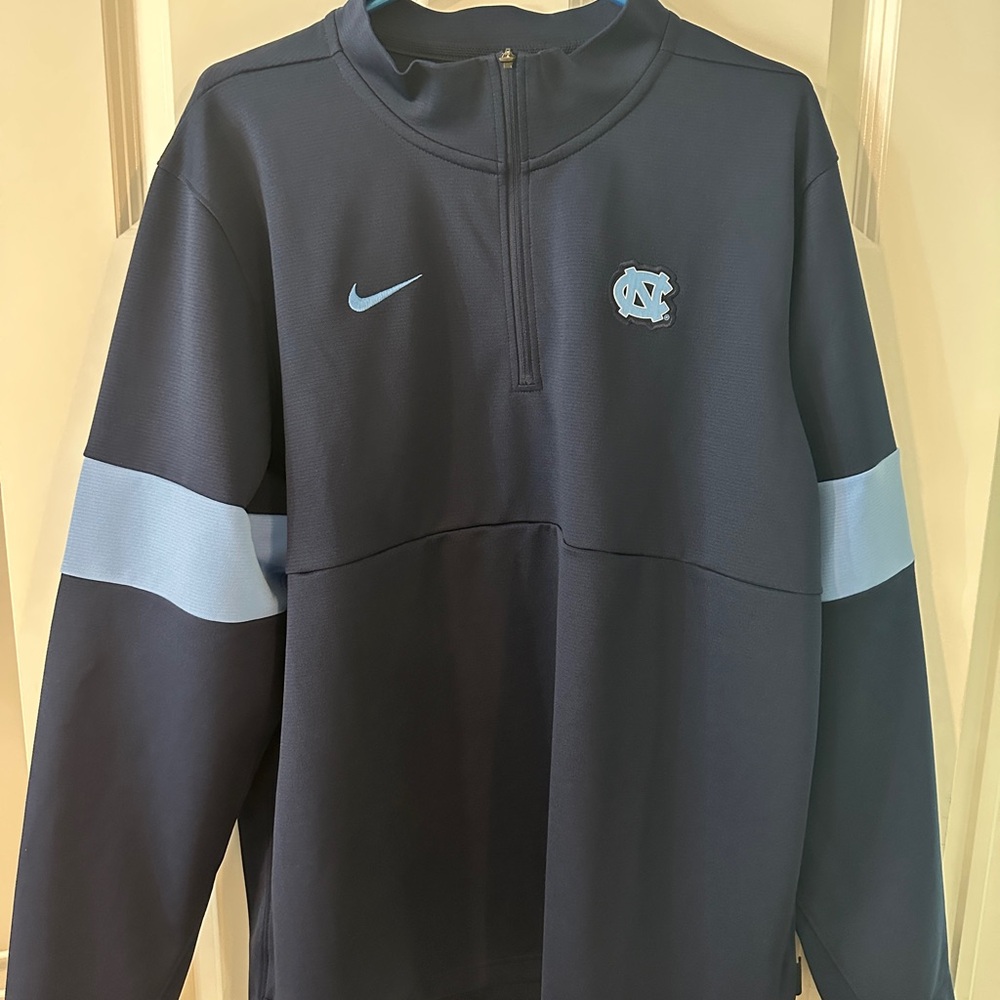 UNC Nike Navy and Light Blue Quarter-Zip Pullover